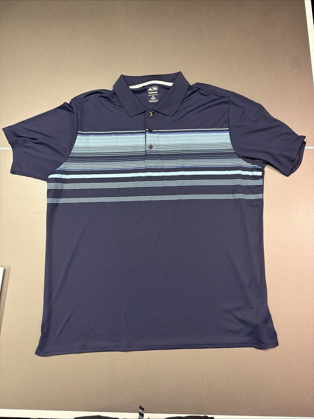 Adidas Climacool Golf Polo Mens 2XL Navy‎ Stripes Performance Shirt
